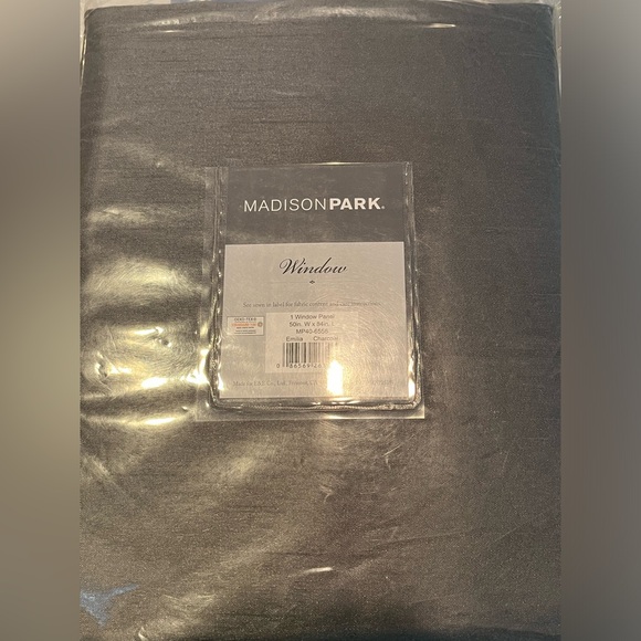 Madison Park Natalie Twisted Tab LightFiltering Top Single CurtainPanel charcoal - Picture 2 of 5